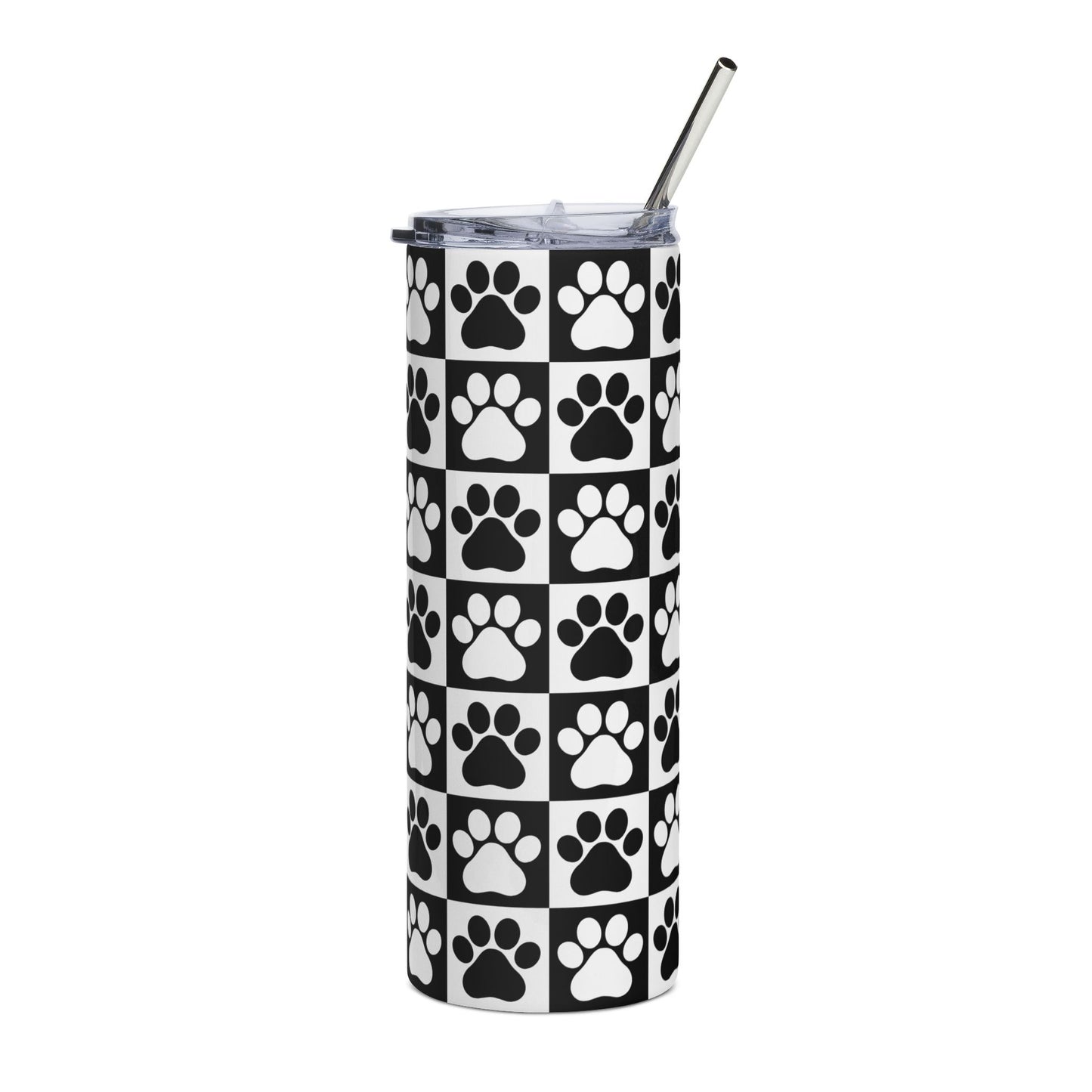 Paw Print Checkered 20oz Stainless Tumbler