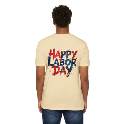 Labor Day Graphic T-Shirt — "Happy Labor Day" Patriotic Celebration Tee