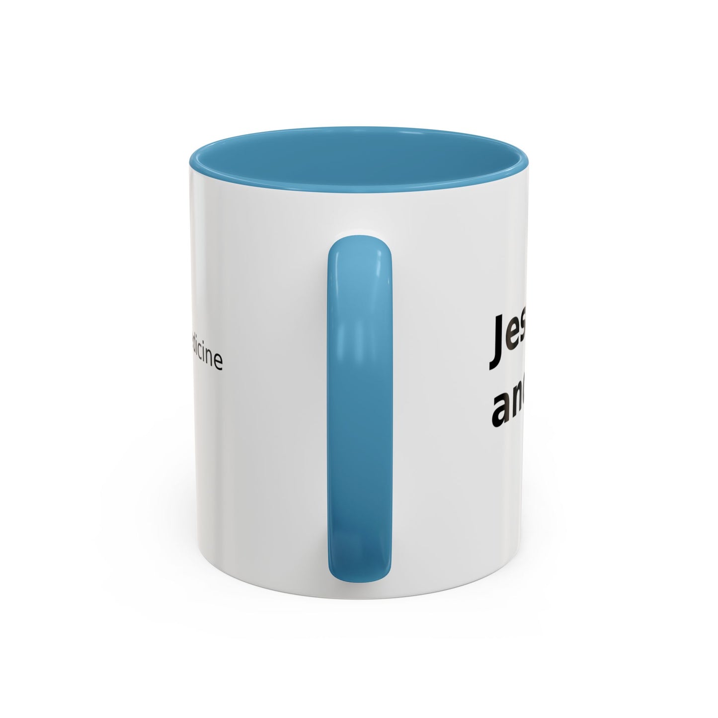 Accent Coffee Mug — “Faith + Medicine: Insulin Saves” Black-Accent Mug (11/15 oz)