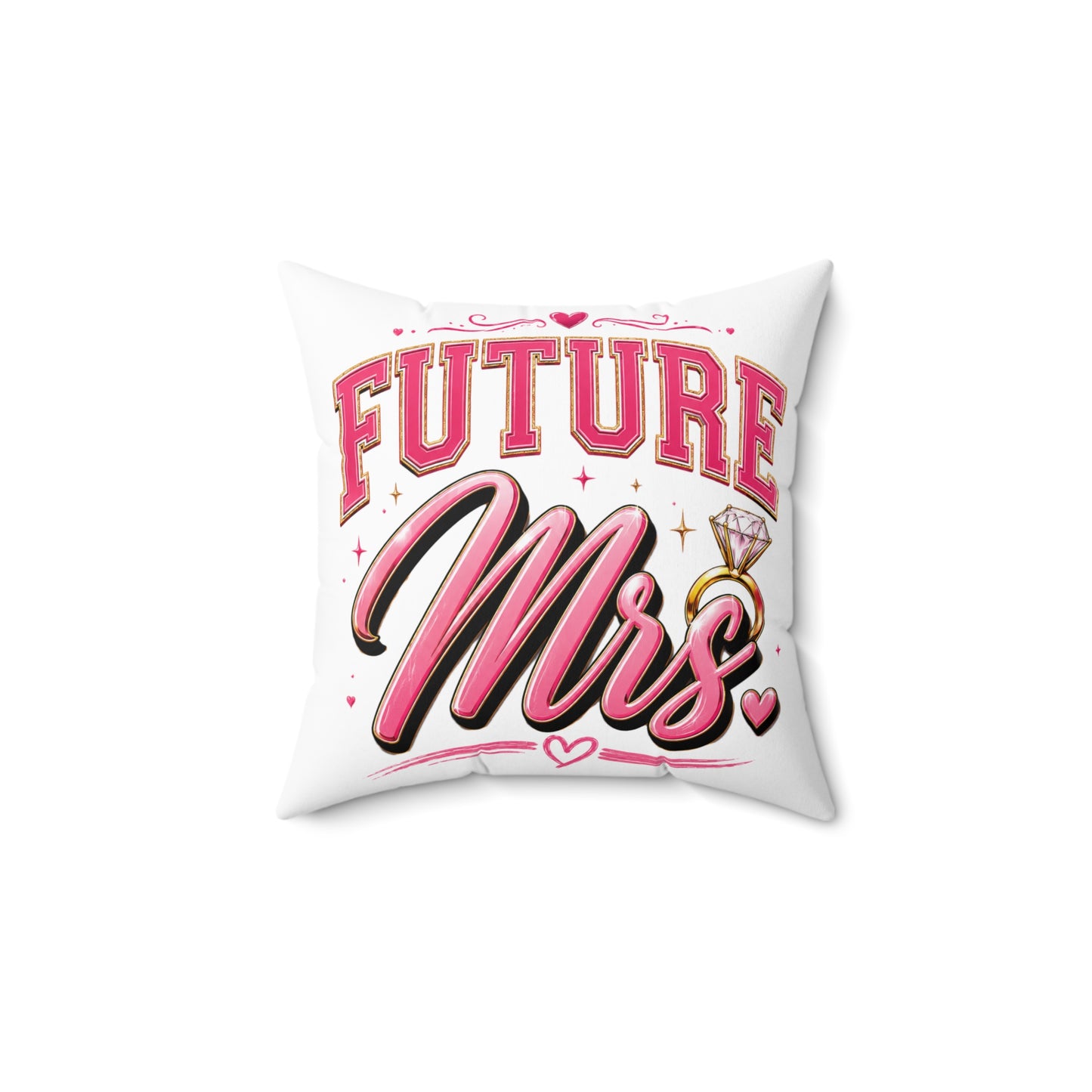 Future Mrs. Decorative Pillow — Bridal Engagement Ring Accent Cushion