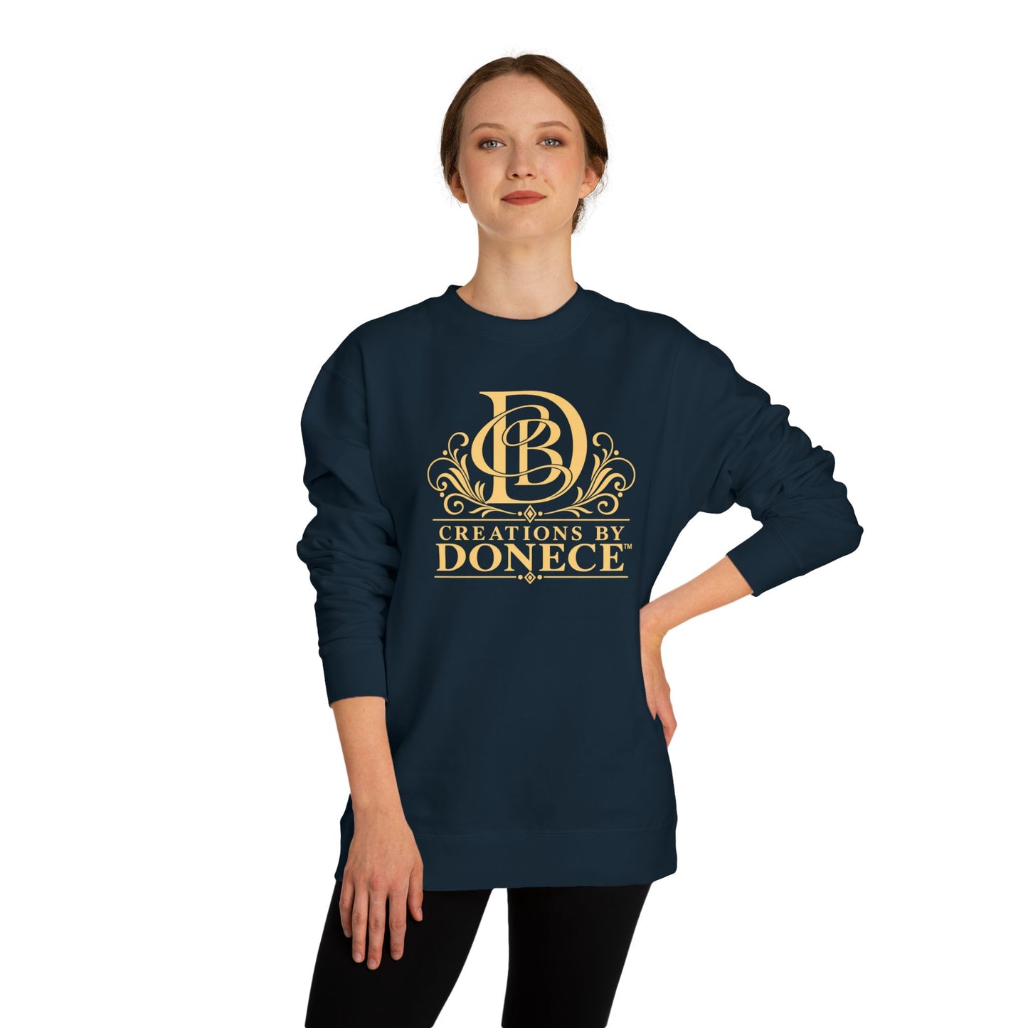 Crewneck Sweatshirt — 'Creations By Donece' Gold Logo Pullover