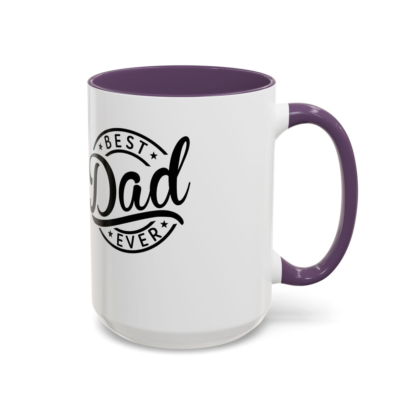 Best Dad Ever Accent Coffee Mug — Black Handle & Inner Rim, Father's Day Gift (11oz & 15oz)