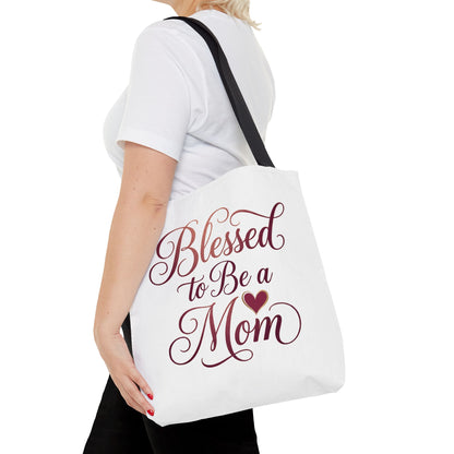 Blessed to Be a Mom Tote Bag – Mother's Day Floral Script Gift
