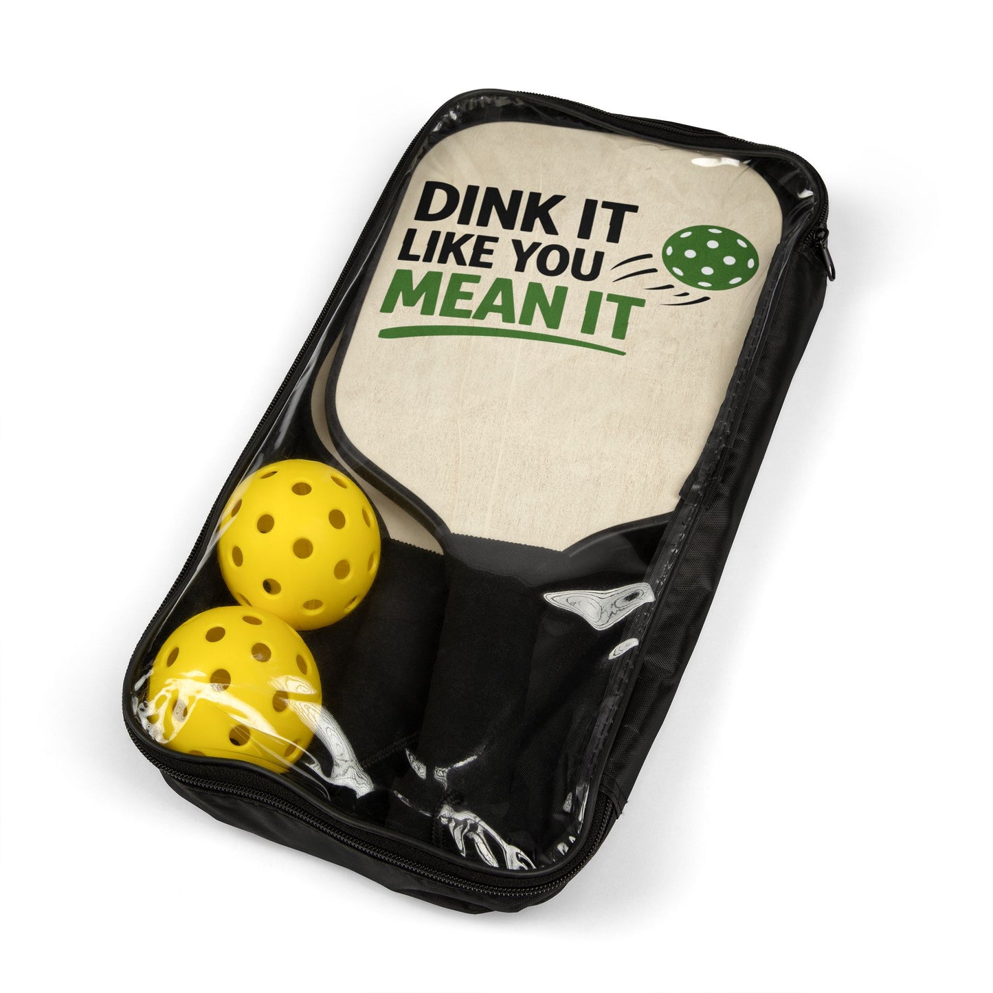 Pickleball Paddle Set — “Dink It Like You Mean It” Graphic Kit (2 Paddles + Balls)