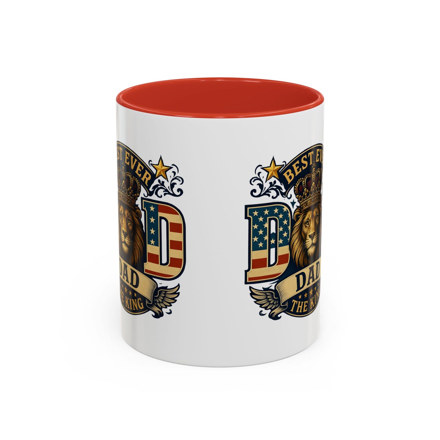 Best Ever Dad Coffee Mug — 'Dad the King' Lion Accent Mug (11/15oz)