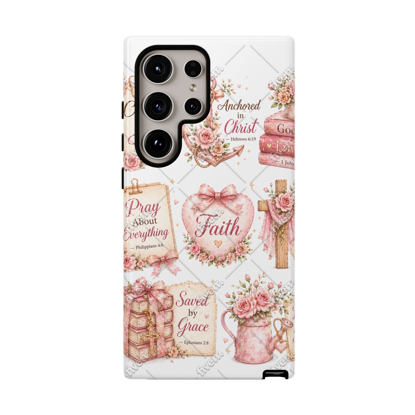 Faith Floral Phone Case – Christian Inspirational Scripture iPhone Cover (Choose Joy, Pray, Faith)