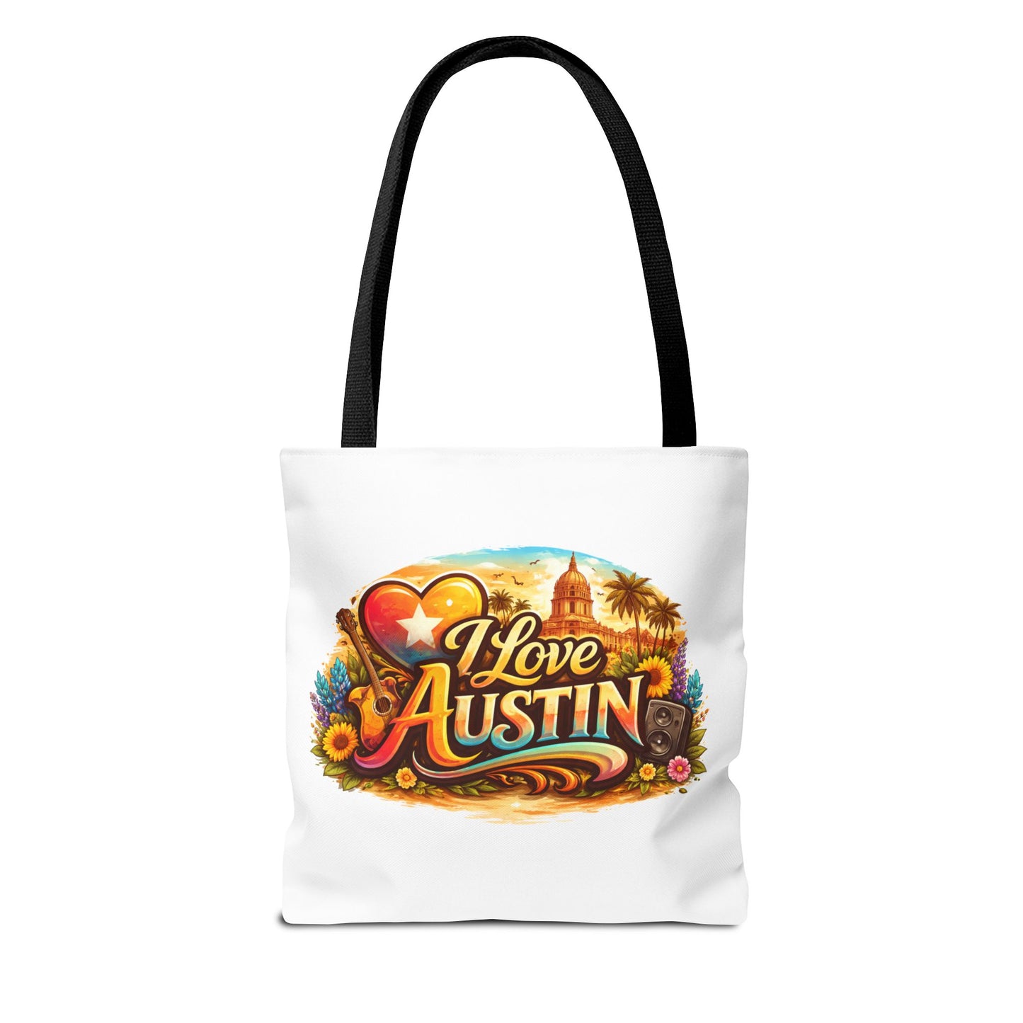 I Love Austin Tote Bag — Retro Cityscape Cotton Shopper