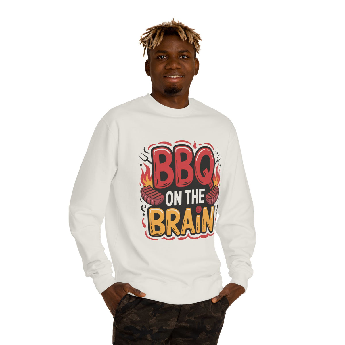 BBQ on the Brain Sweatshirt — Funny Grilling Crewneck for BBQ Lovers