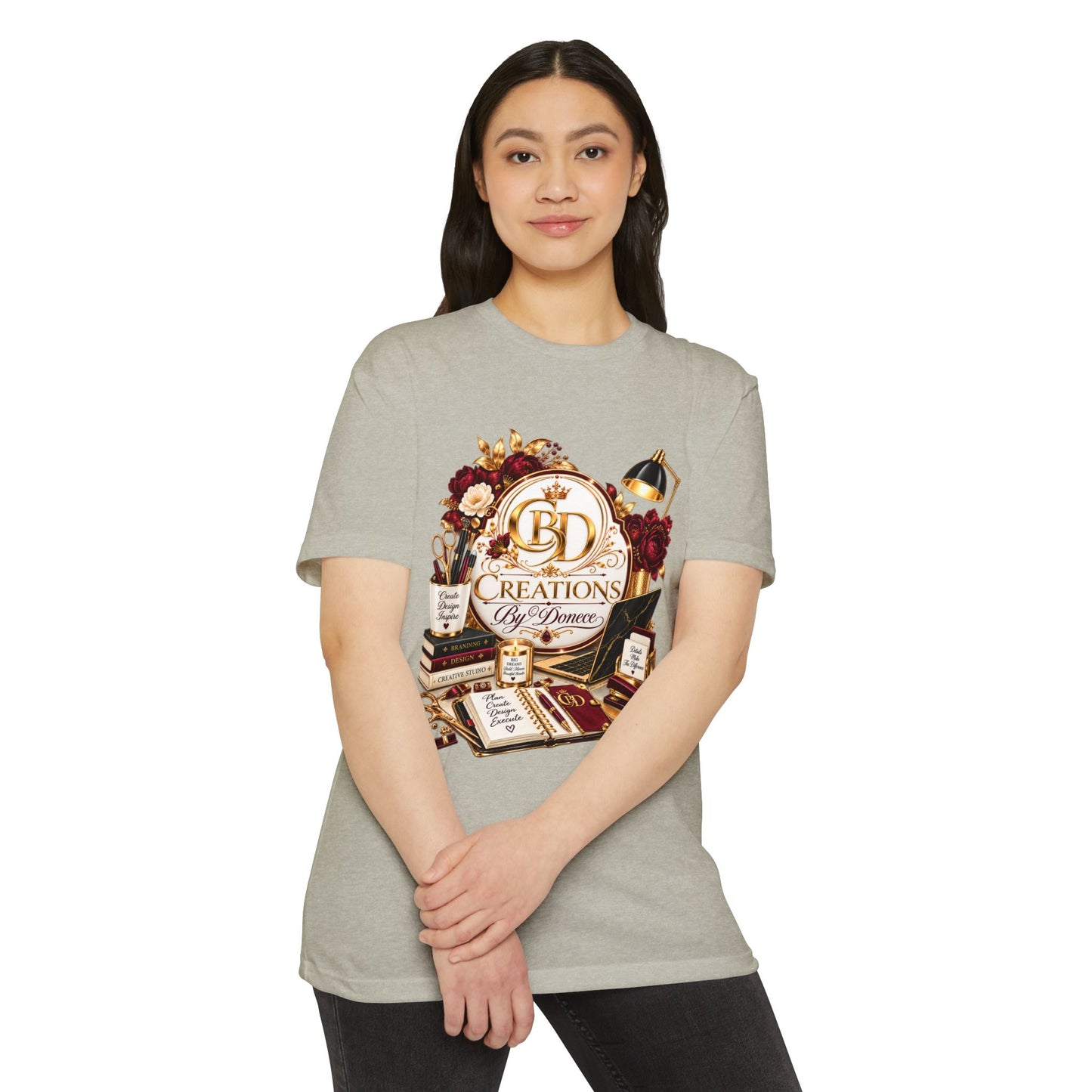 Creations by D’Donne Logo T‑Shirt — Vintage Book & Desk Design