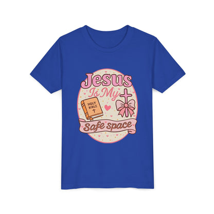 Youth Tee — "Jesus Is My Safe Space" Christian Kids T-Shirt