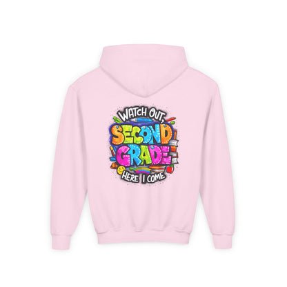Second Grade Kids' Hoodie - "Watch Out Second Grade Here I Come" Back-to-School Sweatshirt