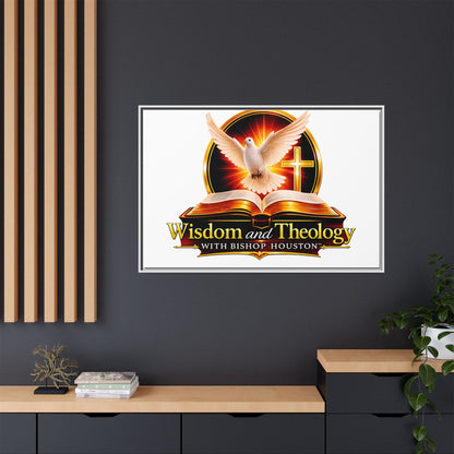 Framed Canvas Print — "Wisdom and Theology" Dove & Bible Wall Art