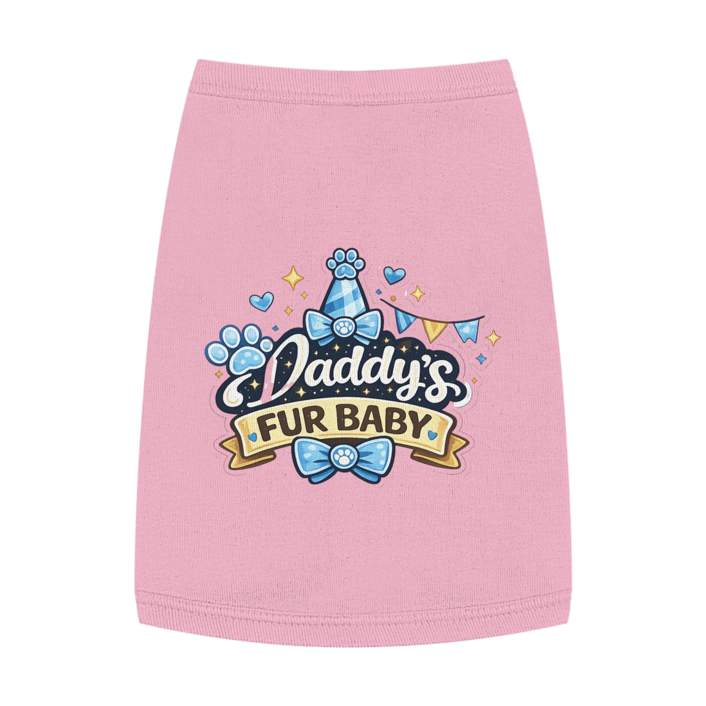 Pet Tank — "Daddy's Fur Baby" Blue Bow Paw Print Dog Tank Top