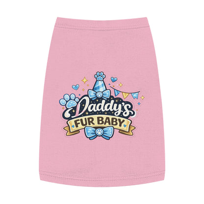 Pet Tank — "Daddy's Fur Baby" Blue Bow Paw Print Dog Tank Top