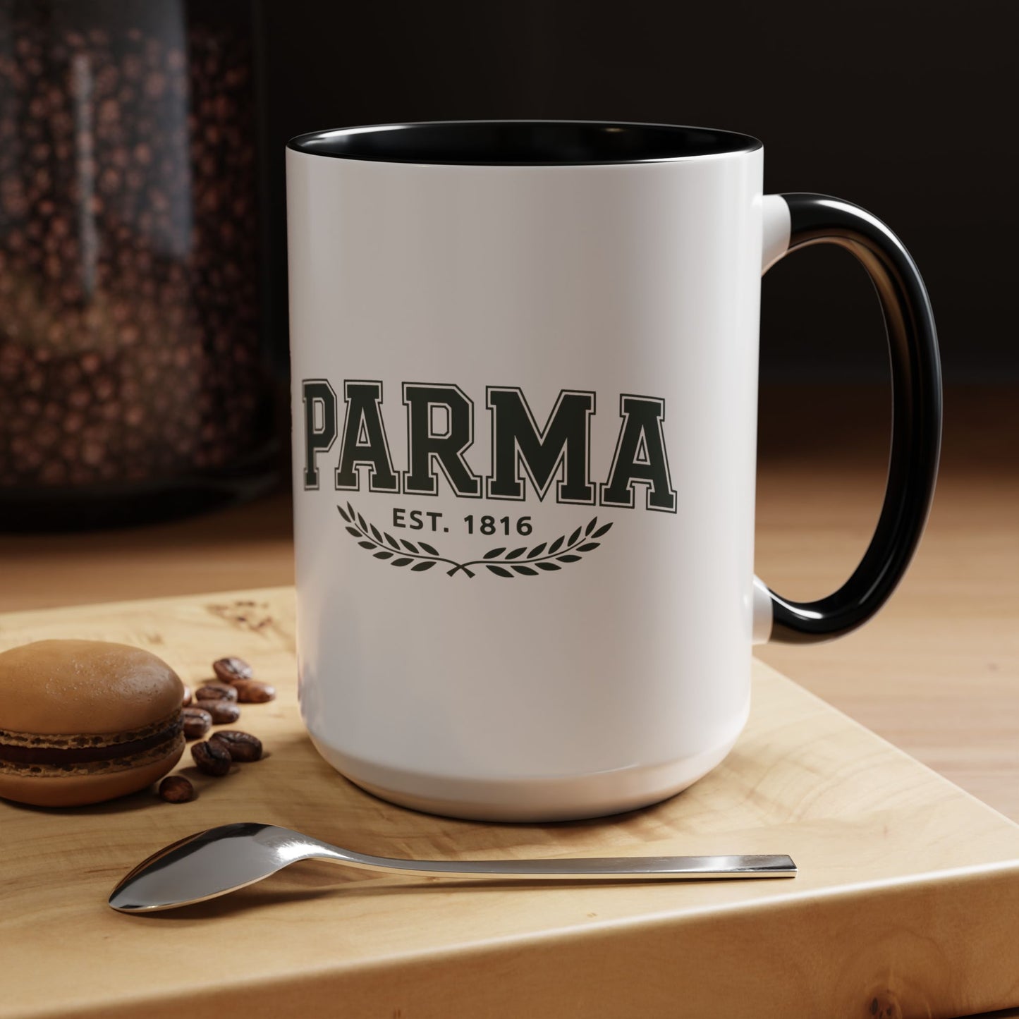 Parma Established 1816 Accent Coffee Mug — Vintage Collegiate Ceramic Coffee Cup