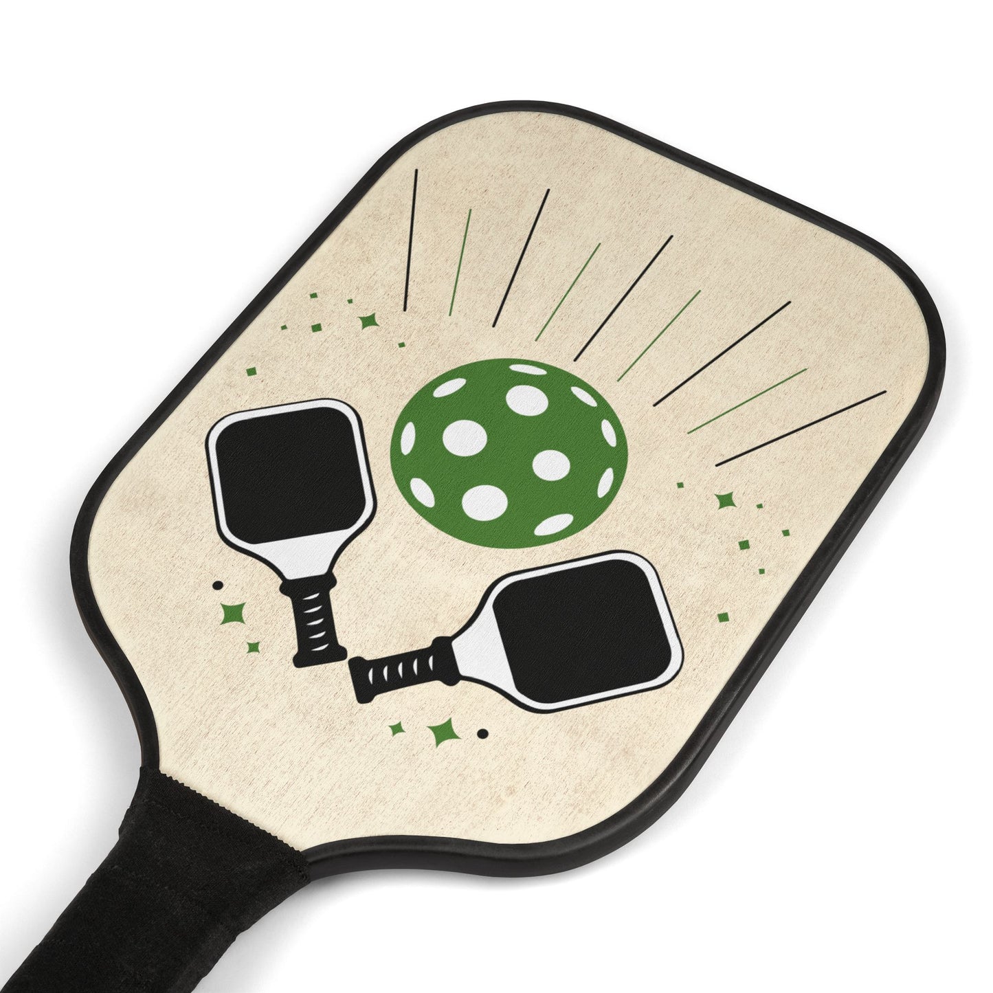 Pickleball Paddle Set — Retro Green Ball Design, 2 Paddles + 2 Balls Kit