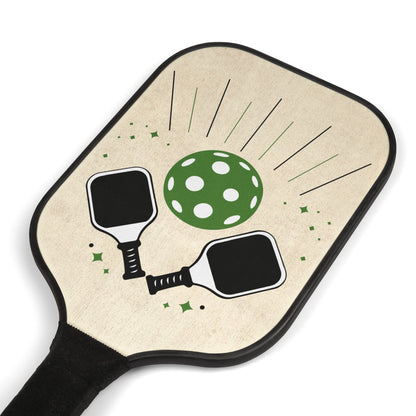Pickleball Paddle Set — Retro Green Ball Design, 2 Paddles + 2 Balls Kit