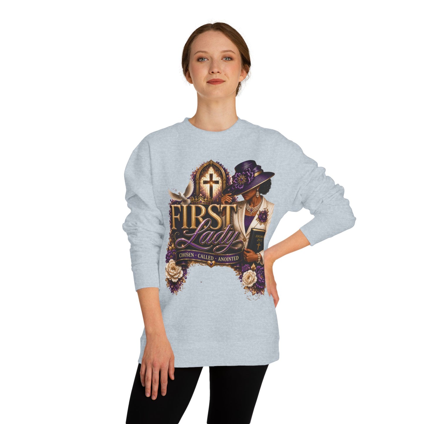 First Lady Church Sweatshirt – Christian Women’s Faith Graphic Crewneck