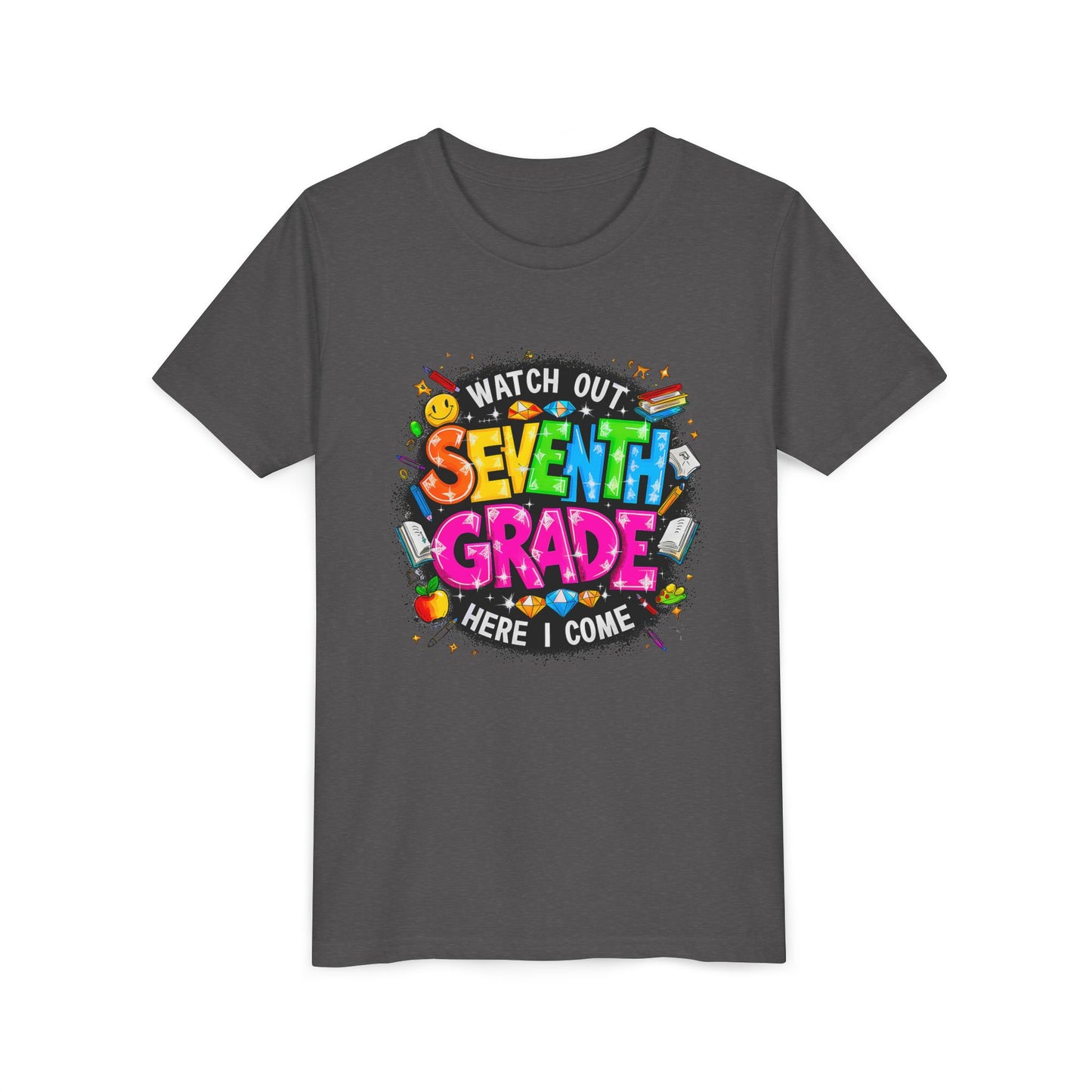 Seventh Grade Kids T‑Shirt — "Watch Out Seventh Grade Here I Come" Back‑to‑School Tee