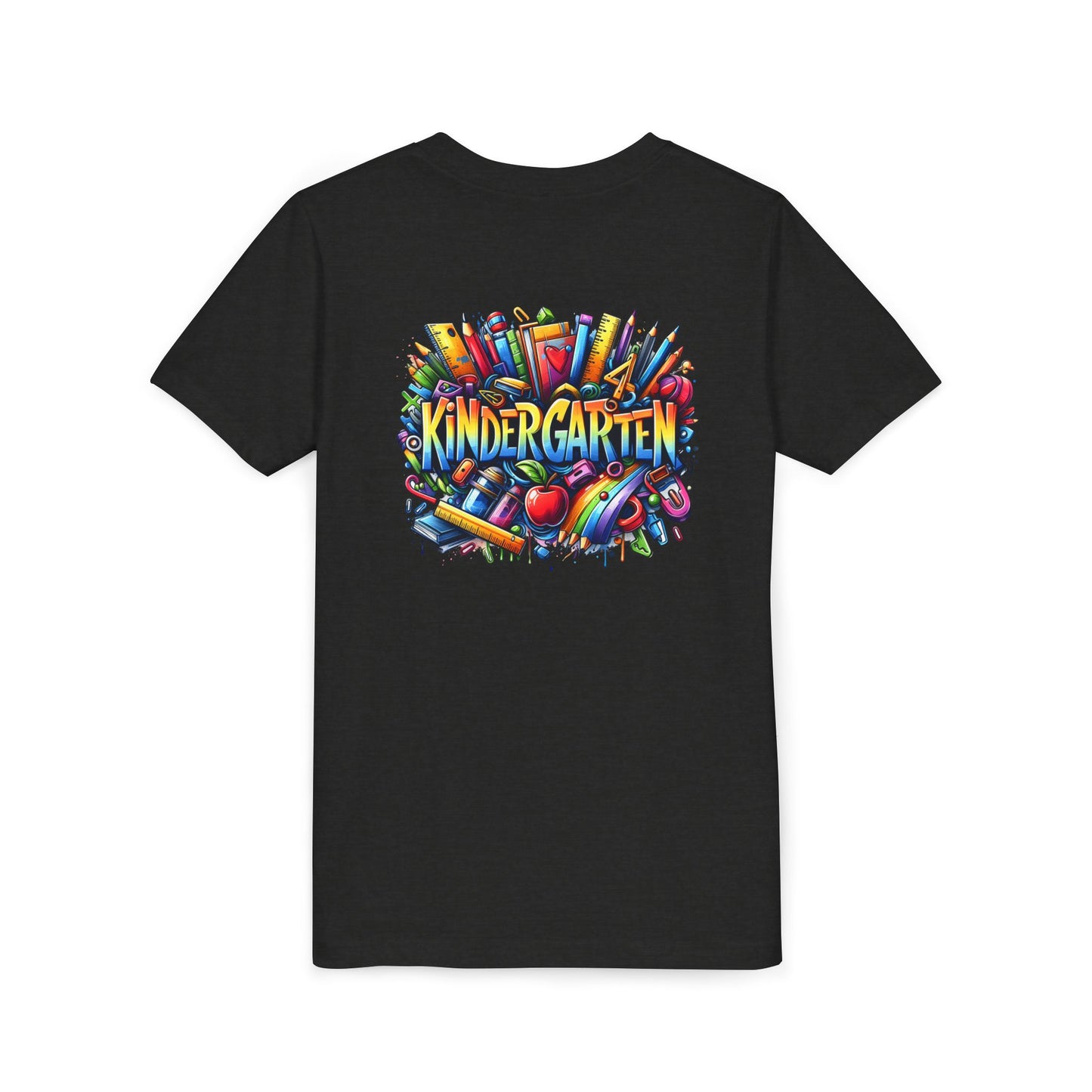 Kindergarten Colorful School Supplies Youth Tee — Back-to-School Kids T-Shirt