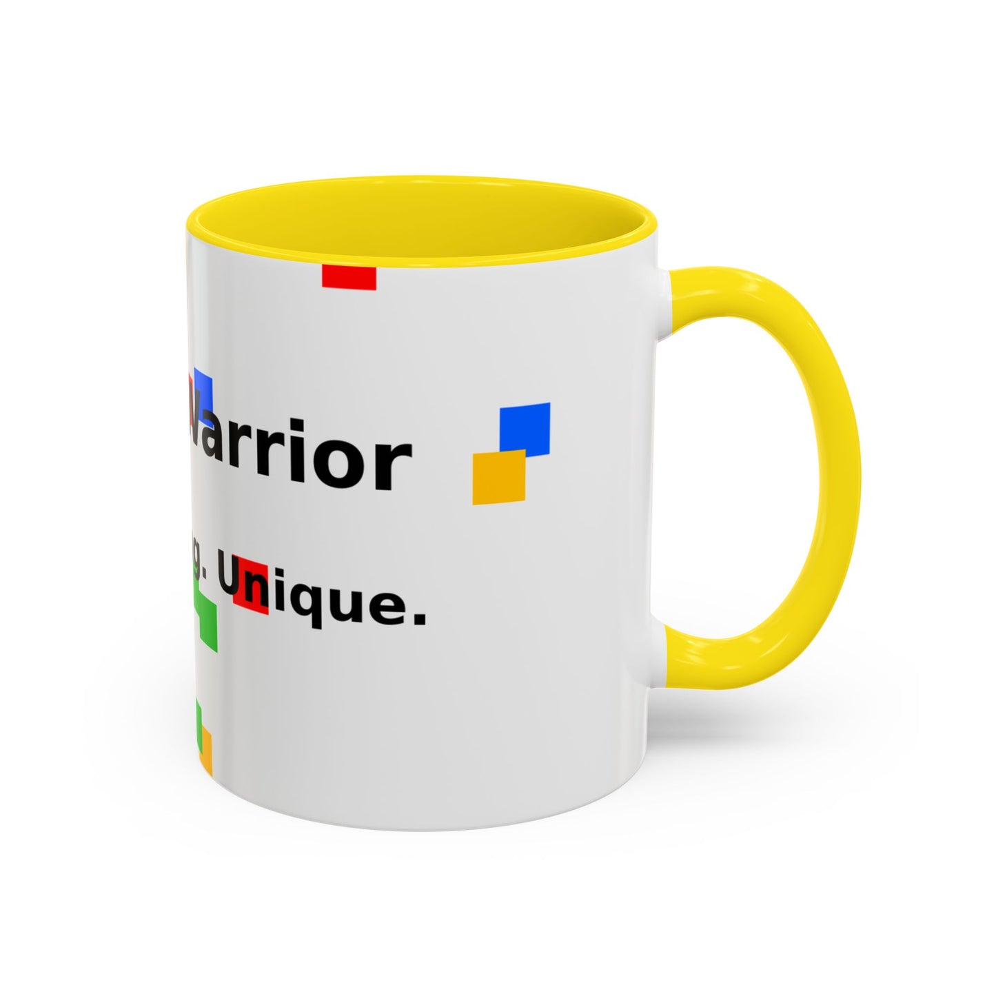 Autism Warrior Accent Coffee Mug – Bold Puzzle Pieces, Proud. Strong. Unique. (11/15oz)