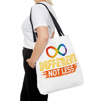 Autism Pride Tote Bag — "Different Not Less" Rainbow Infinity Reusable Shopper