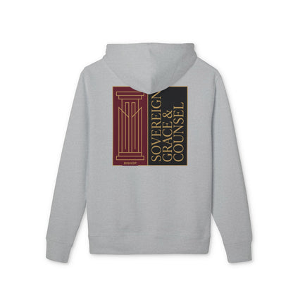 Sovereign Grace & Counsel Hoodie — Graphic Pullover with Regal Column Design