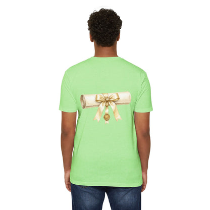 Graduation Scroll T-Shirt — Gold Ribbon Diploma Tee
