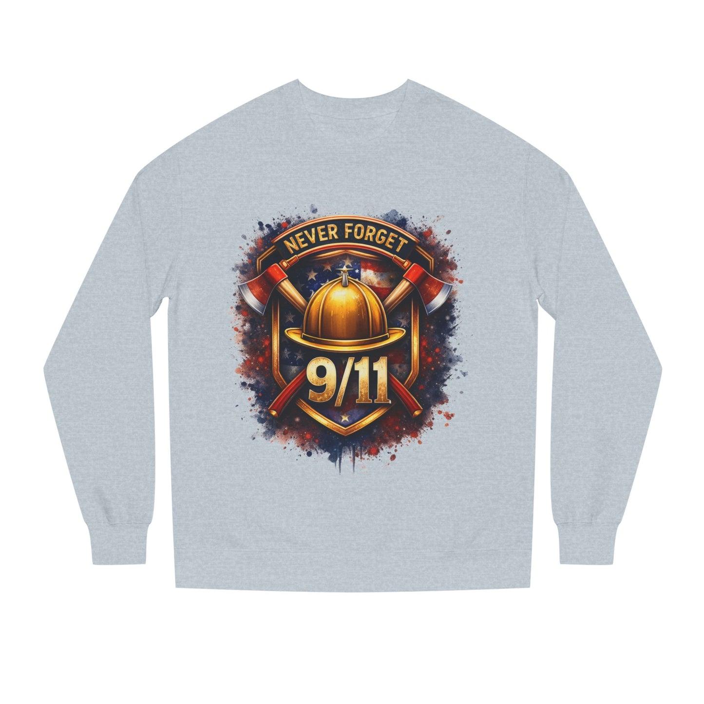 9/11 Never Forget Firefighter Helmet Crewneck Sweatshirt