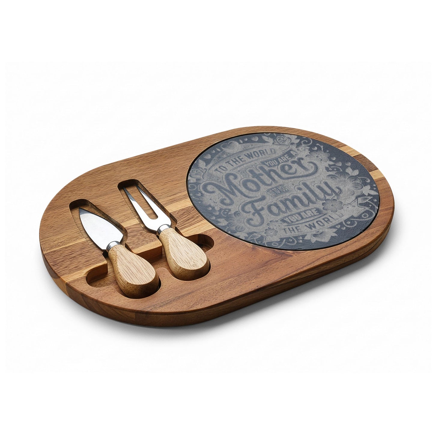 Engraved Charcuterie Board — "To the World You Are a Mother" Serving Set