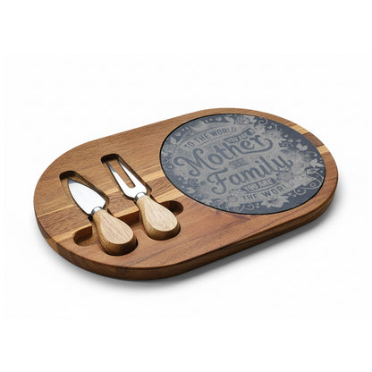 Engraved Charcuterie Board — "To the World You Are a Mother" Serving Set