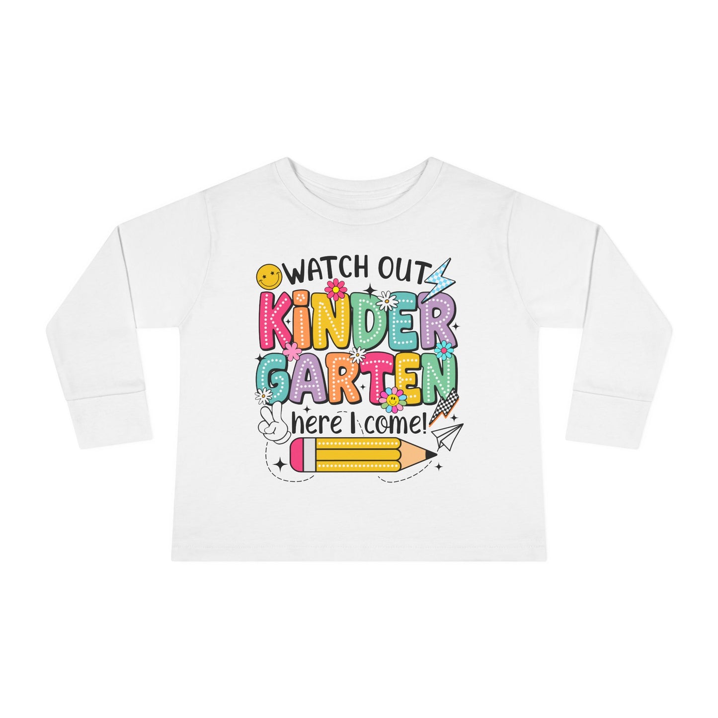 Kindergarten Here I Come Toddler Long Sleeve Tee