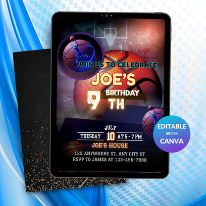 Basketball Birthday Invitation | Editable Digital Sports Party Invite Template Product Description