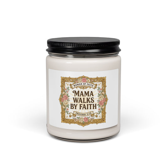 Mama Walks By Faith Candle | minimalist mom life, cool mom streetwear