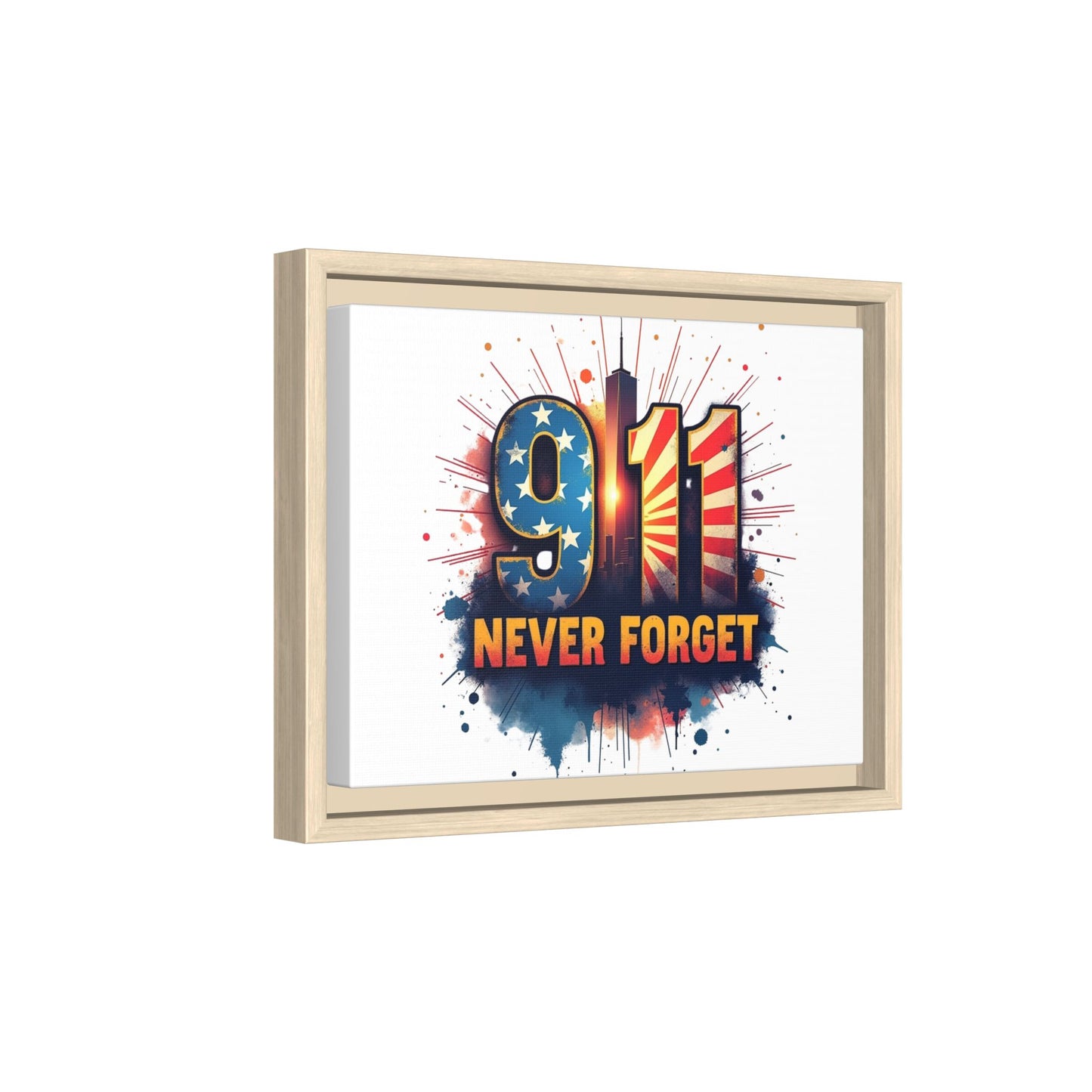 Framed Canvas Wall Art — “9·11 Never Forget” Memorial Print
