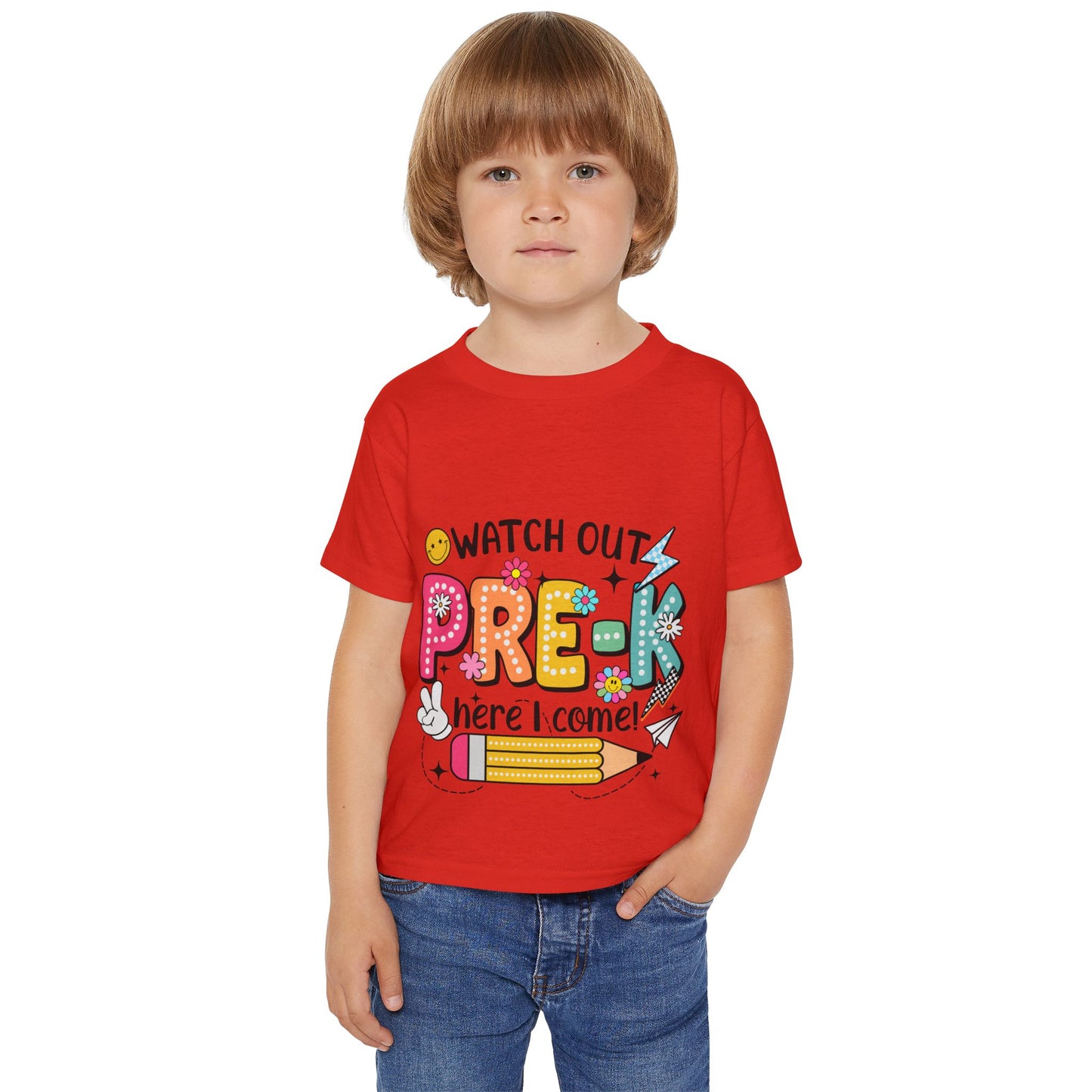 Toddler T-Shirt — "Watch Out Pre-K Here I Come!" Back-to-School Graphic Tee