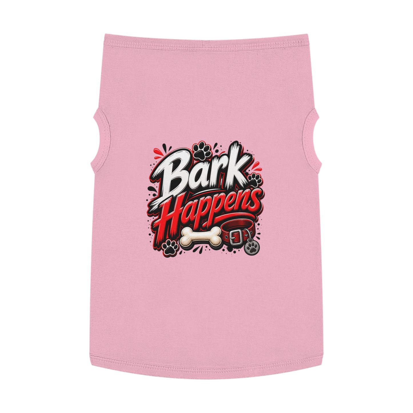Bark Happens Pet Tank Top – Funny Dog Shirt with Bone & Paw Graphic