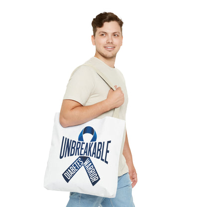 Diabetes Warrior Unbreakable Tote Bag – Blue Awareness Ribbon All-Over Print