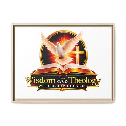 Framed Canvas Print — "Wisdom and Theology" Dove & Bible Wall Art