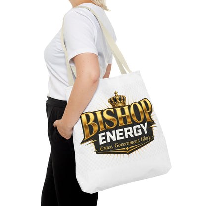 Bishop Energy Tote Bag — Gold Crown Logo Tote for Church Leaders & Faith Events
