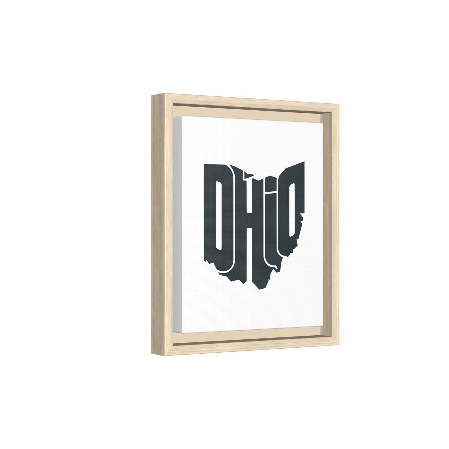Ohio State Shape Matte Canvas Wall Art — Framed Modern State Typography Print