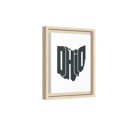 Ohio State Shape Matte Canvas Wall Art — Framed Modern State Typography Print
