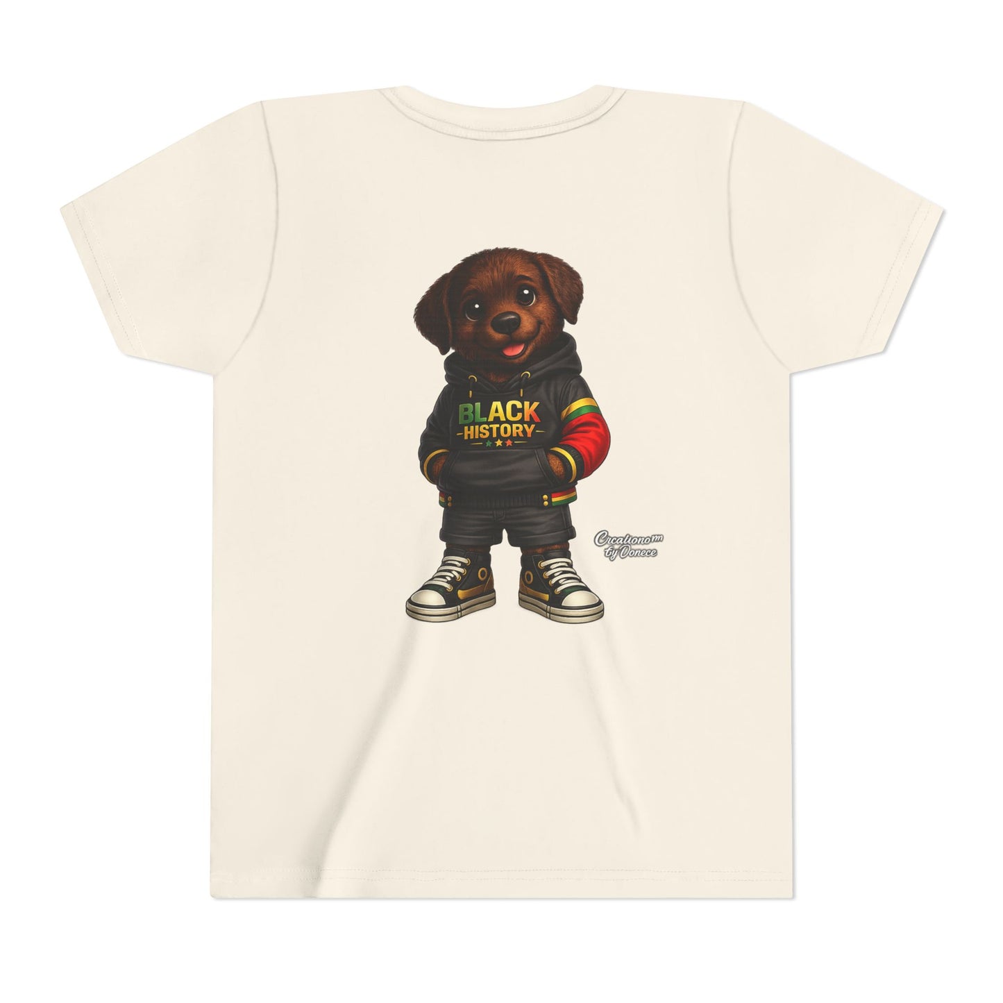 Youth Tee — Cute Puppy 'Black History' Graphic Shirt