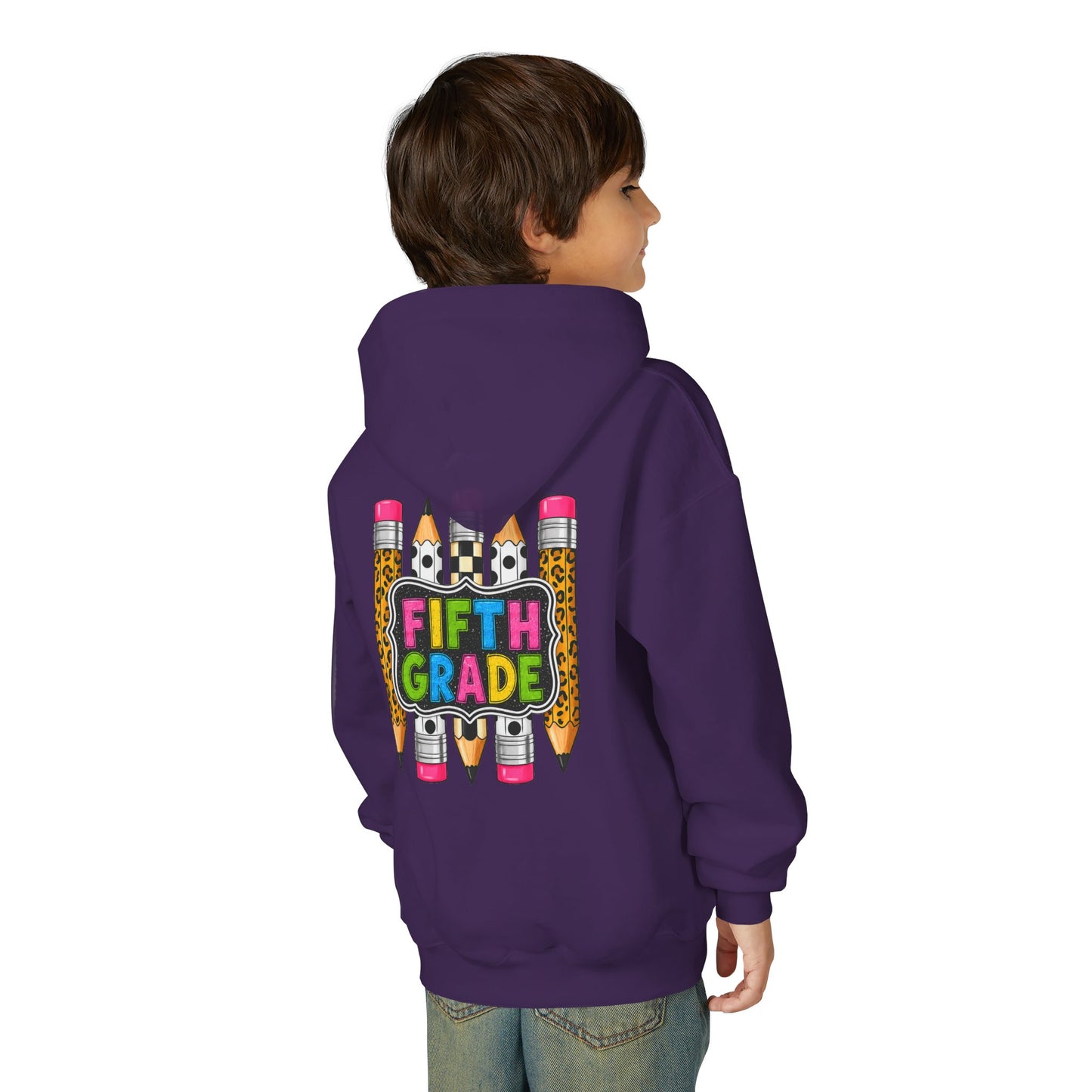 Fifth Grade Kids Hoodie — Colorful Pencil Back‑to‑School Sweatshirt for Students
