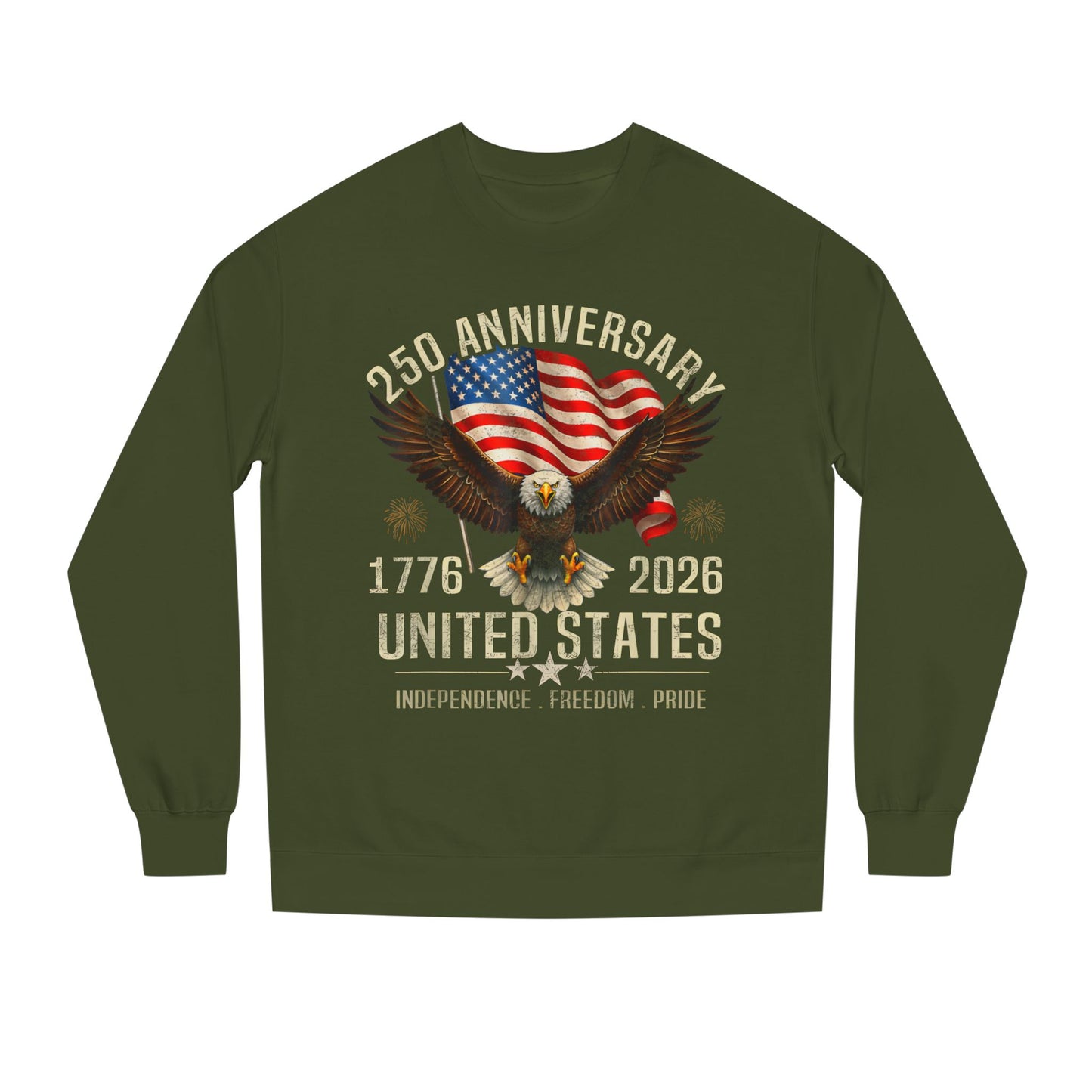 250th United States Anniversary Sweatshirt – American Flag & Bald Eagle (1776–2026)