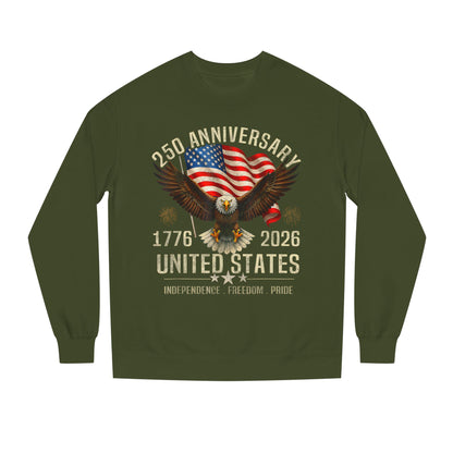 250th United States Anniversary Sweatshirt – American Flag & Bald Eagle (1776–2026)