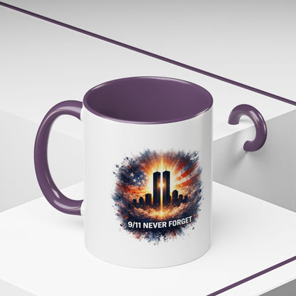 9/11 Never Forget Coffee Mug - Memorial Tribute Accent Mug (11/15oz)