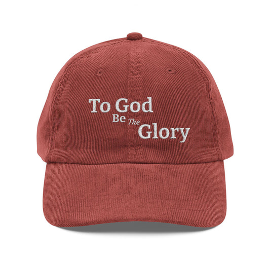 Embroidered Corduroy Cap - "To God Be the Glory" Christian Vintage Hat