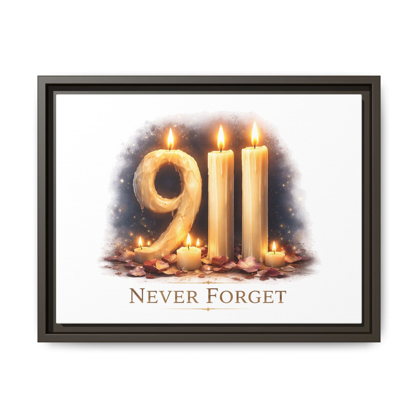 9/11 Never Forget Framed Canvas Print