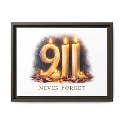 9/11 Never Forget Framed Canvas Print